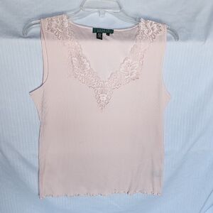 Ralph Lauren Soft Pink Lace Tank Top